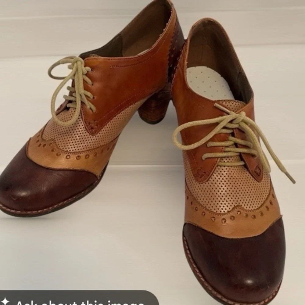 L'Ariste Spring Stop Hand Painted Bardot Leather Oxford Pumps Size 37